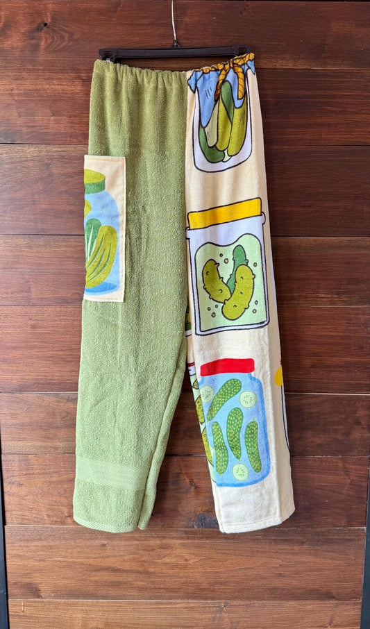 Towel Pants, Youth size 12, pickles pattern, Swimmers & Swim Team, Beach, Pool, Absorbent, Comfortable!